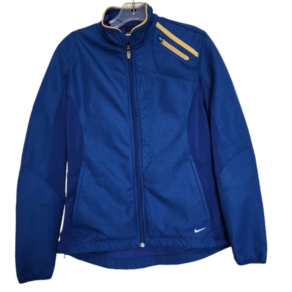 NIKE Sphere Pro Blue Yellow Trim Full Zip Running Jacket Medium - Picture 1 of 9